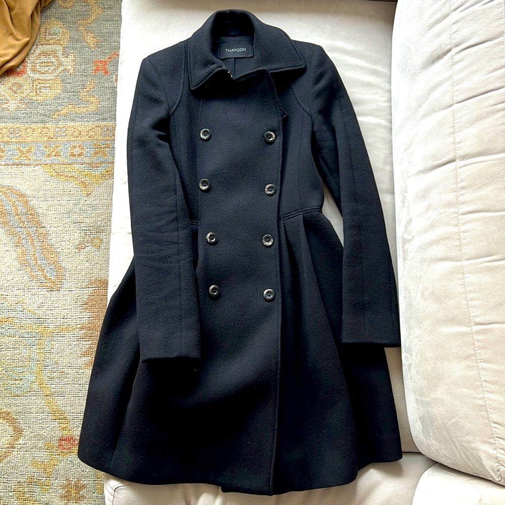 THAKOON Women’s wool peplum pea coat